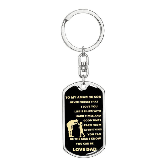 Amazing Son | Black and Gold | Dog Tag | Son's Gift