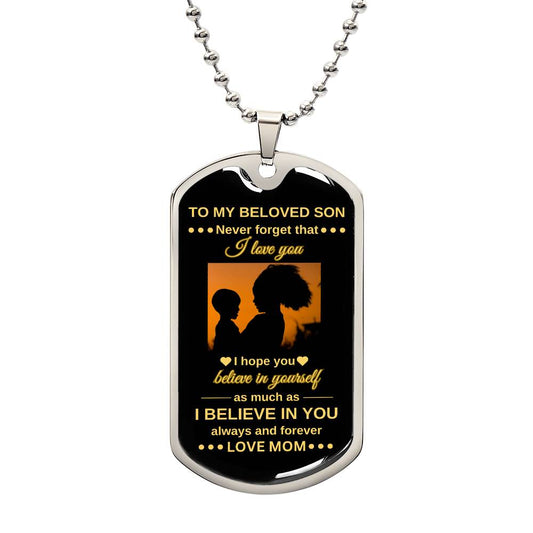 To My Son | Gold and Black | Dog Tag | Son's Gift