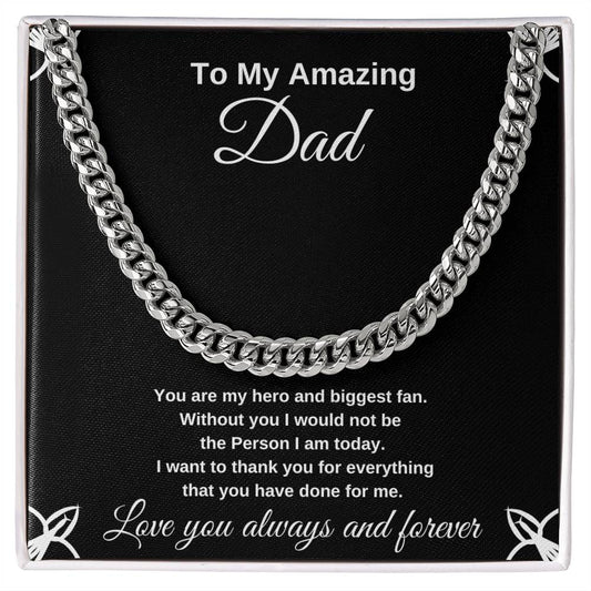 To My Dad | Black and White | Cuban Link Chain | Dad's Gift